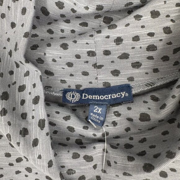 Democracy Blouse Gray Mock Turtle Neck Gray with‎ Black dots size 2X NWT - Picture 3 of 6